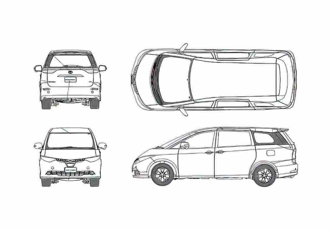 Blueprint Toyota Estima GX Deluxe Minivan 2006 A4 Photo Print