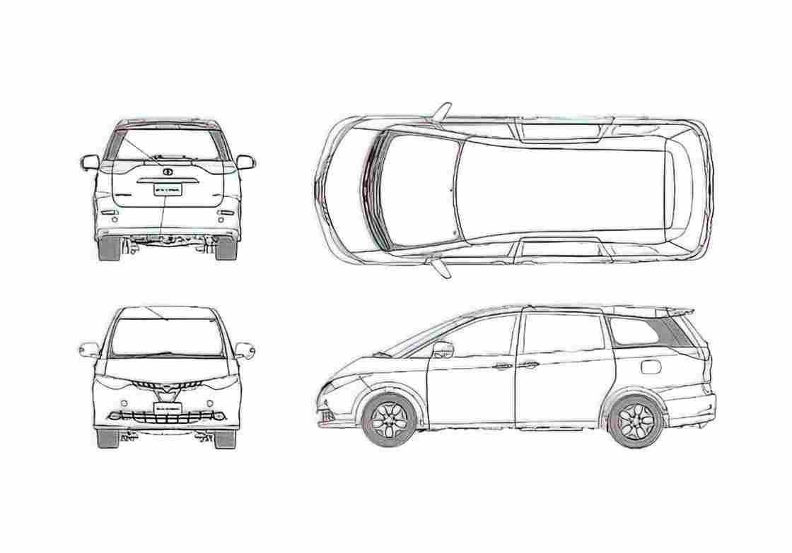 Blueprint Toyota Estima GX Minivan 2007 A4 Photo Print
