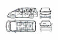 Blueprint Toyota Estima Minivan 2005 A4 Photo Print