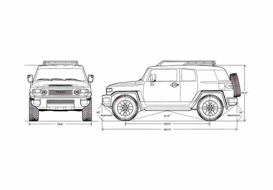 Blueprint Toyota FJ Cruiser SUV 2007 A4 Photo Print