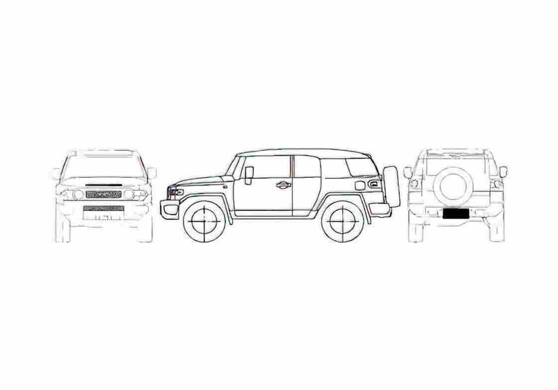 Blueprint Toyota FJ Cruiser SUV 2008 A4 Photo Print