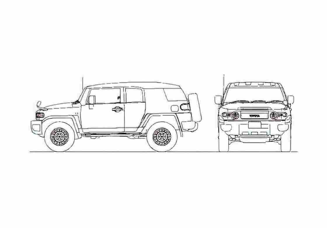 Blueprint Toyota FJ Cruiser SUV 2011 A4 Photo Print
