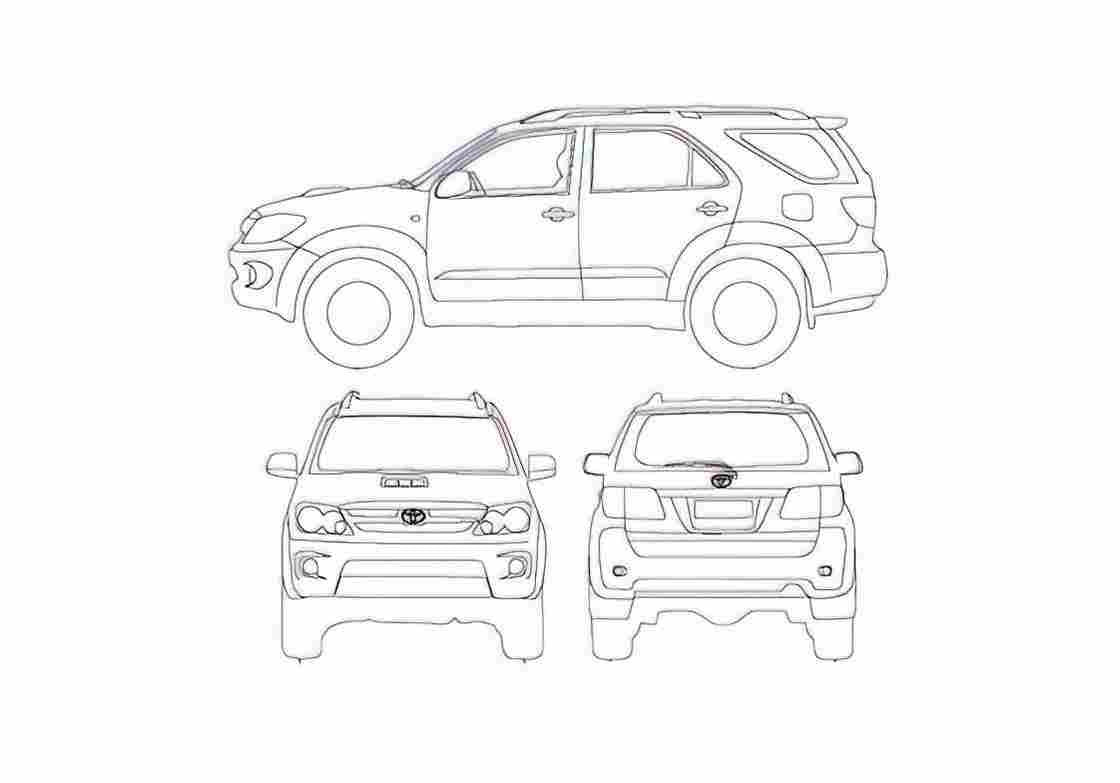 Blueprint Toyota Fortuner SUV 2005 A4 Photo Print