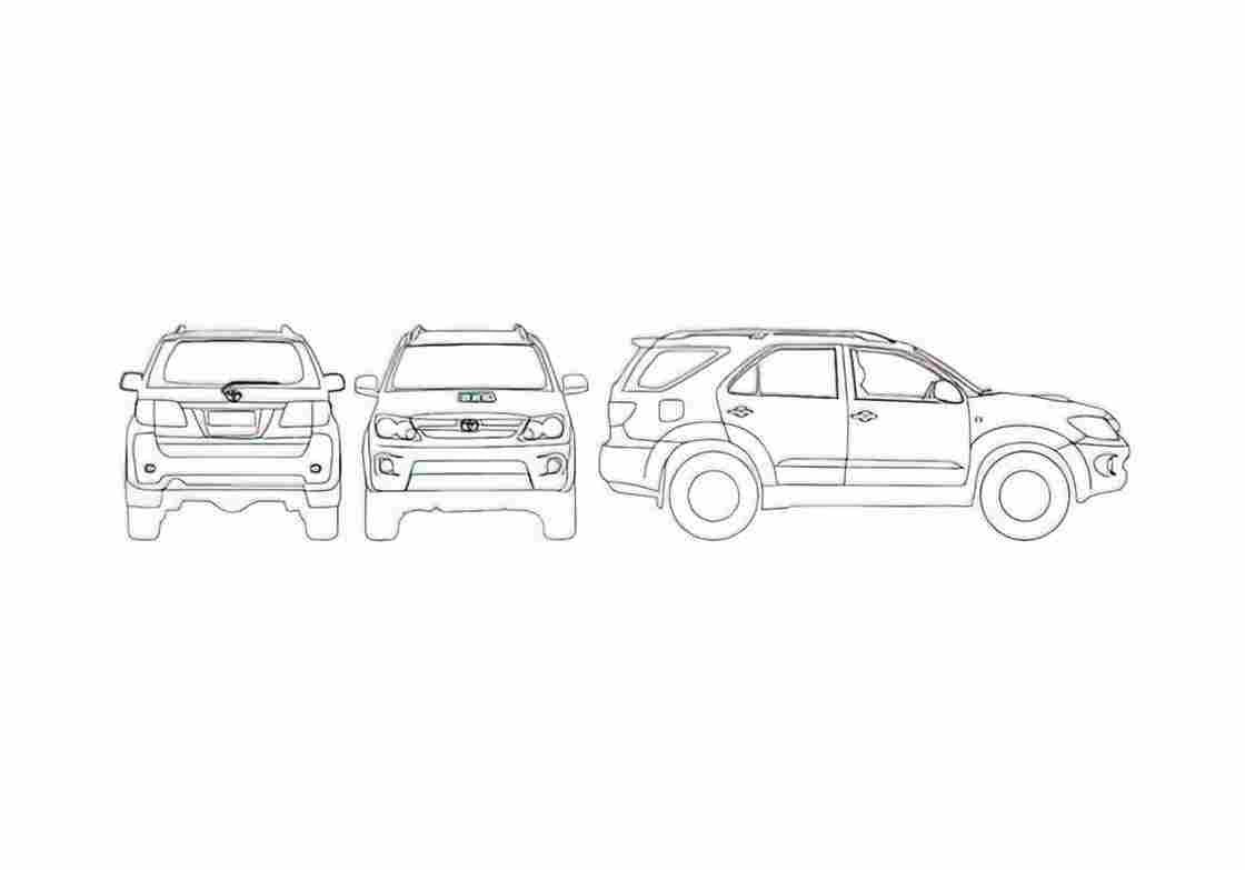Blueprint Toyota Fortuner SUV 2007 A4 Photo Print