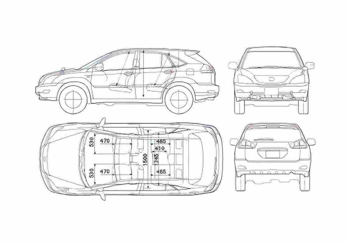 Blueprint Toyota Harrier Lexus RX SUV 2005 A4 Photo Print