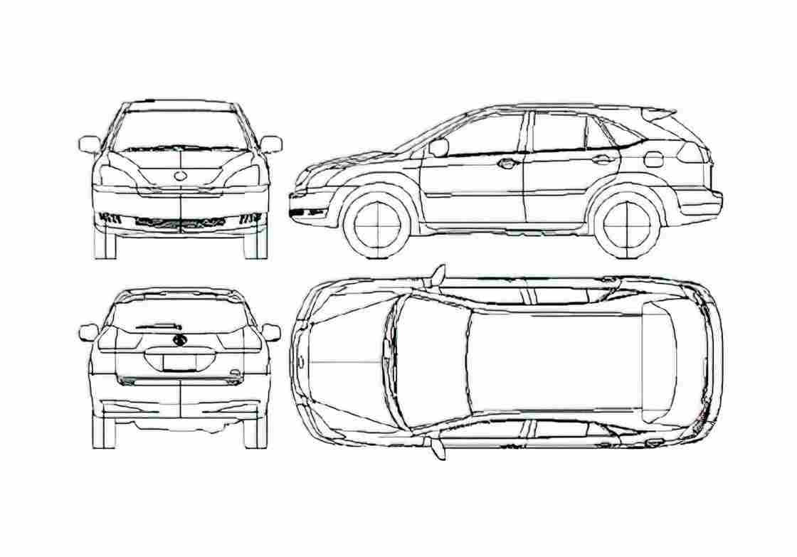 Blueprint Toyota Harrier SUV 2005 A4 Photo Print