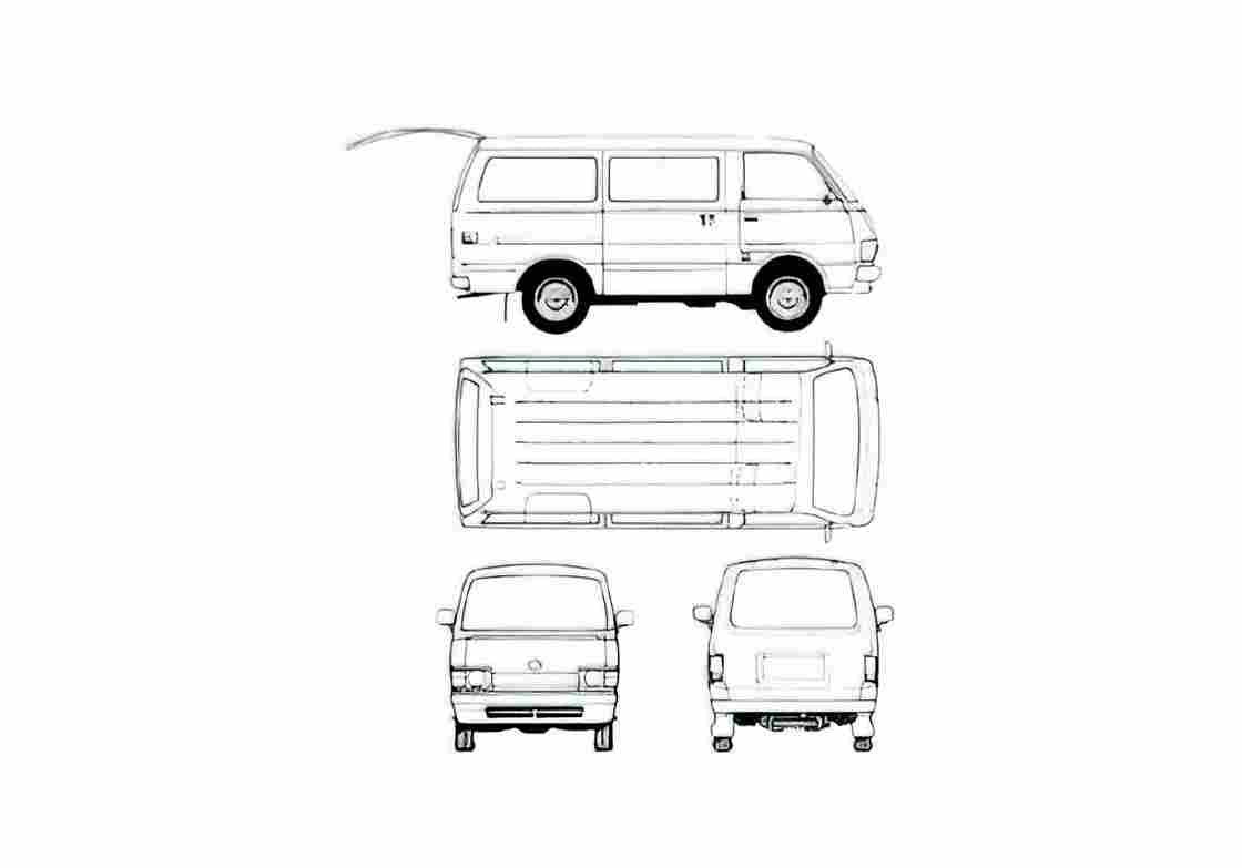 Blueprint Toyota Hiace Microvan 1979 A4 Photo Print