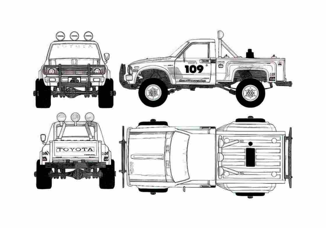 Blueprint Toyota Hilux 4x4 Pick up A4 Photo Print