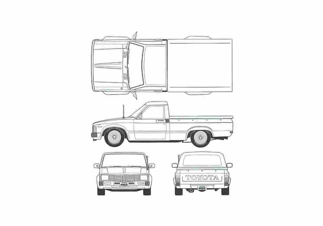 Blueprint Toyota Hilux IV Pick up 1984 A4 Photo Print