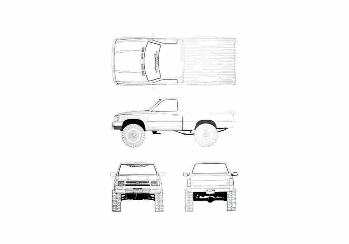 Blueprint Toyota Hilux V 4WD Pick up 1992 A4 Photo Print