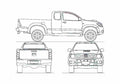 Blueprint Toyota Hilux VI Crew Cab Pick up 2006 A4 Photo Print