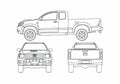 Blueprint Toyota Hilux VI Crew Cab Pick up 2007 A4 Photo Print