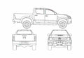 Blueprint Toyota Hilux VI Double Cab Pick up 2006 A4 Photo Print