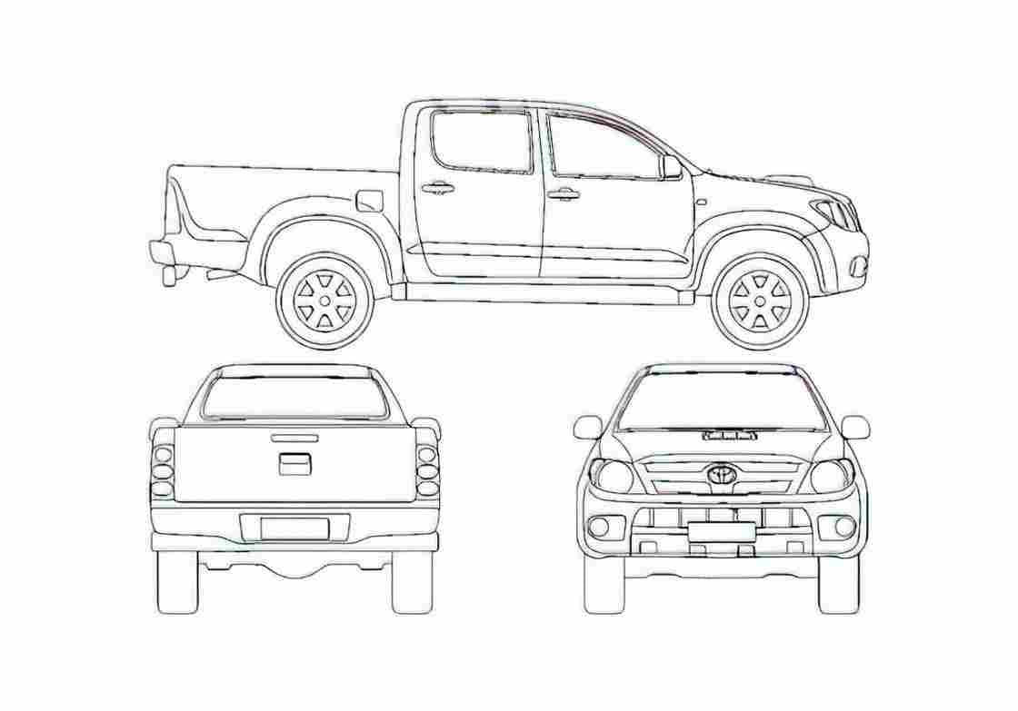 Blueprint Toyota Hilux VI Double Cab Pick up 2006 A4 Photo Print