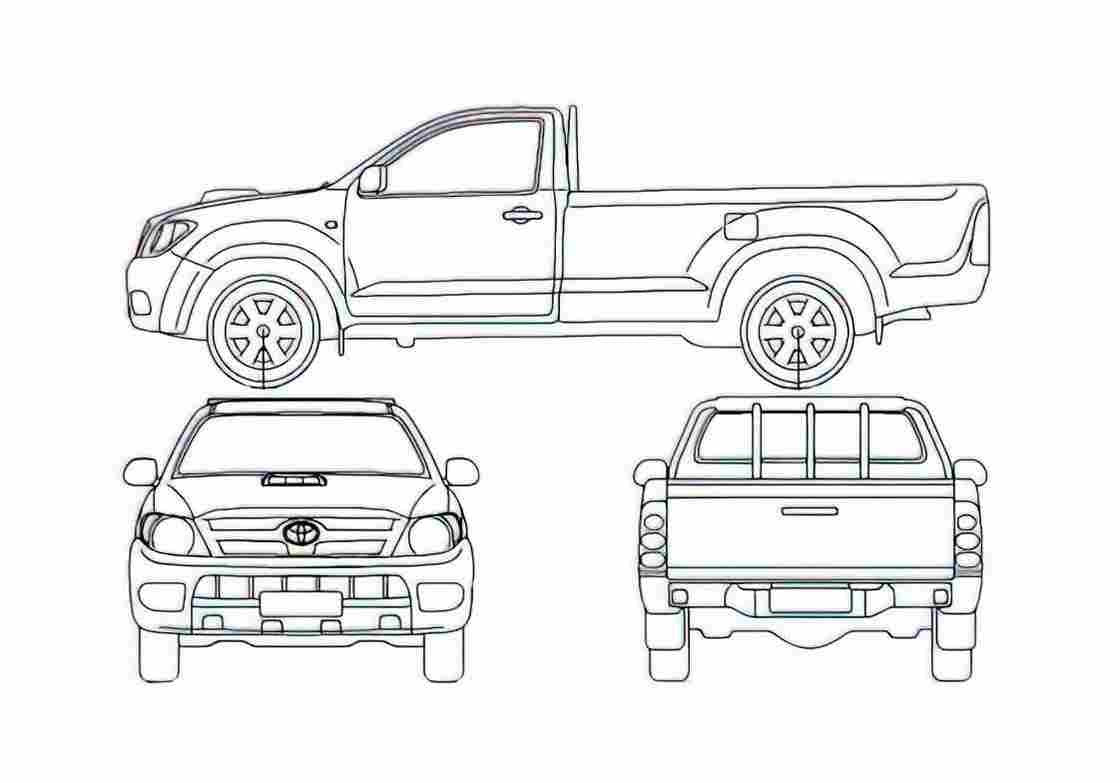 Blueprint Toyota Hilux VI Single Cab Pick up 2007 A4 Photo Print