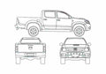 Blueprint Toyota Hilux VI Twin Cab Pick up 2007 A4 Photo Print