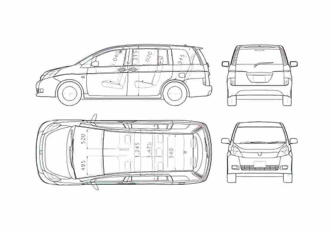 Blueprint Toyota Isis Minivan 2005 A4 Photo Print
