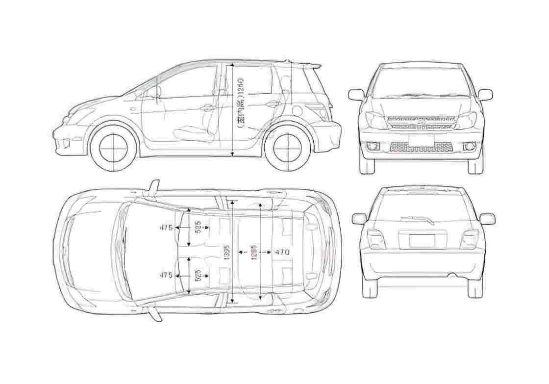 Blueprint Toyota Ist Hatchback 2006 A4 Photo Print