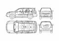 Blueprint Toyota Kluger SUV 2005 A4 Photo Print