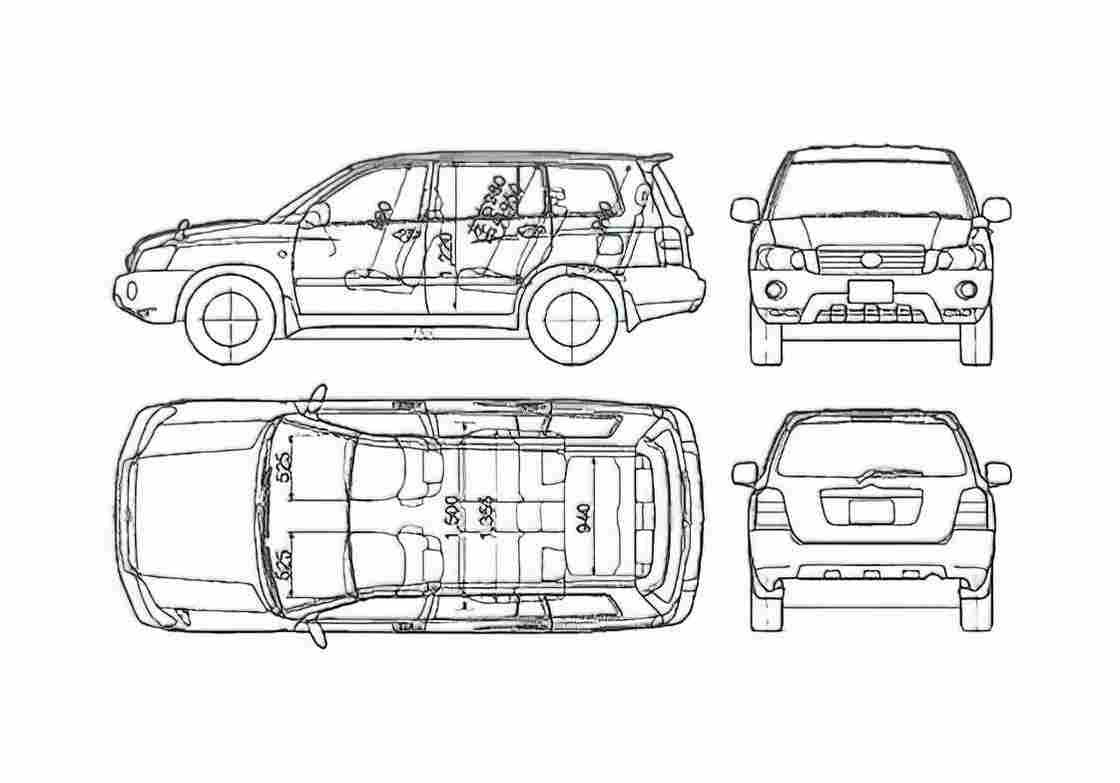 Blueprint Toyota Kluger SUV 2005 A4 Photo Print