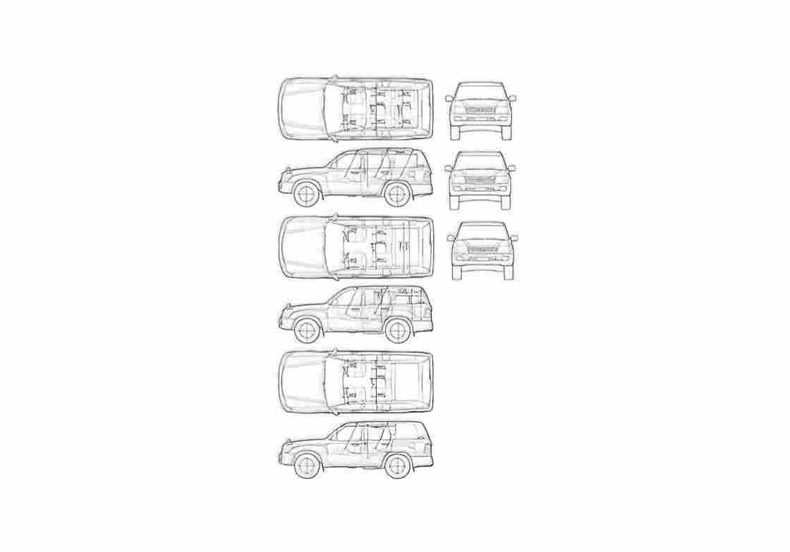 Blueprint Toyota Land Cruiser 100 VX SUV 2005 A4 Photo Print