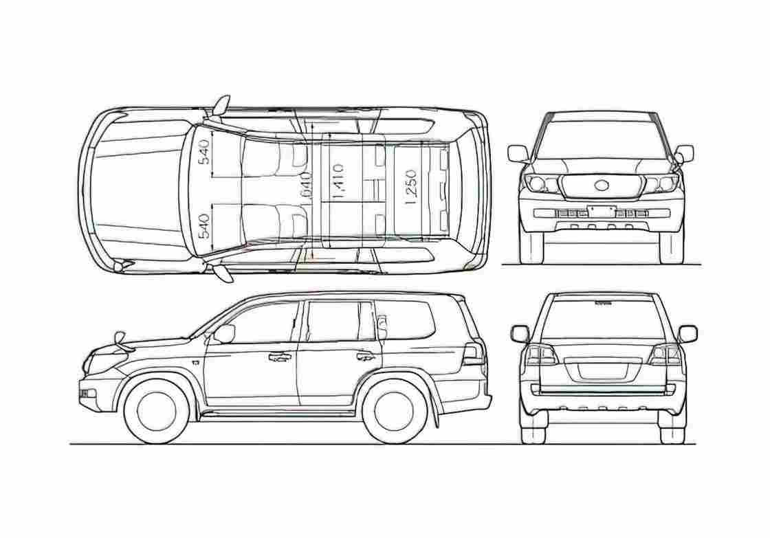 Blueprint Toyota Land Cruiser 200 Amazon SUV 2008 A4 Photo Print