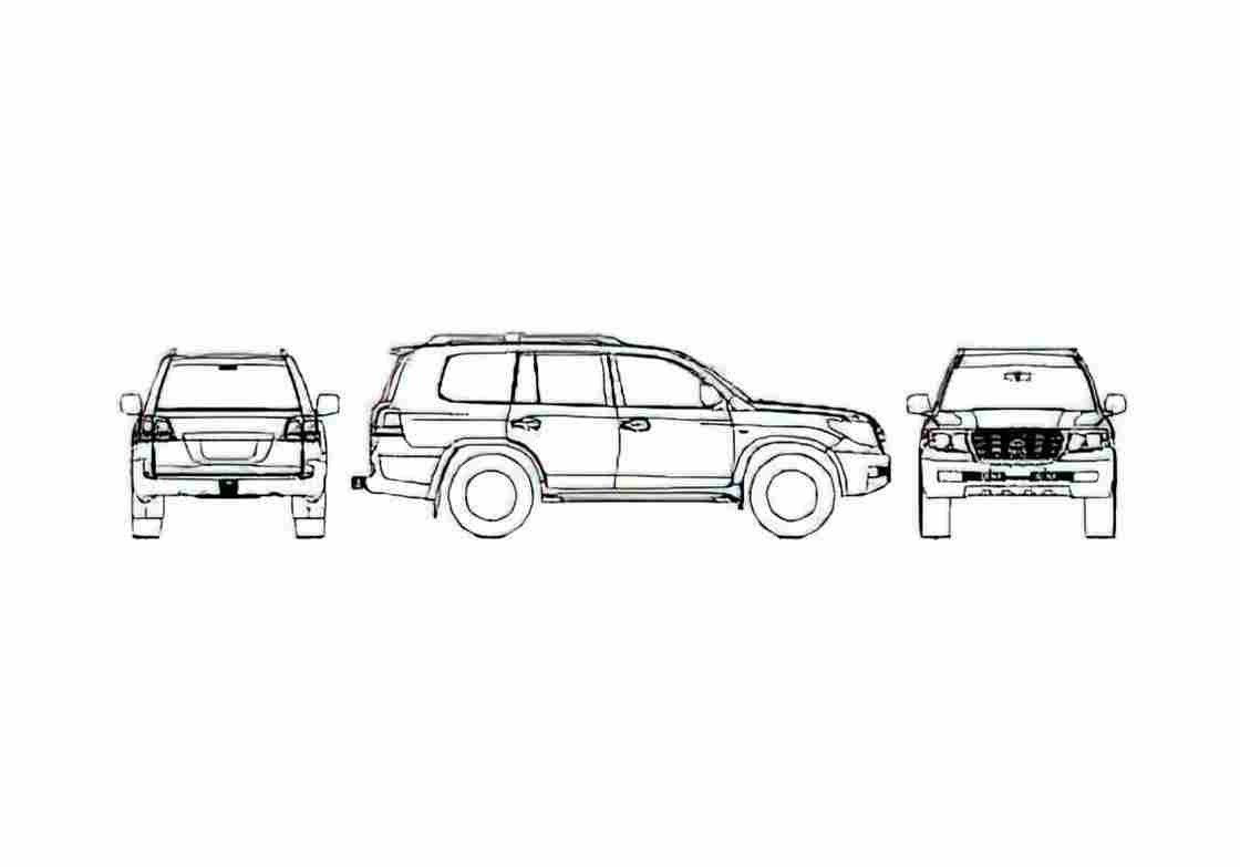 Blueprint Toyota Land Cruiser 200 SUV 2008 A4 Photo Print