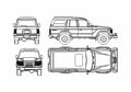 Blueprint Toyota Land Cruiser 62 Wagon 1986 A4 Photo Print