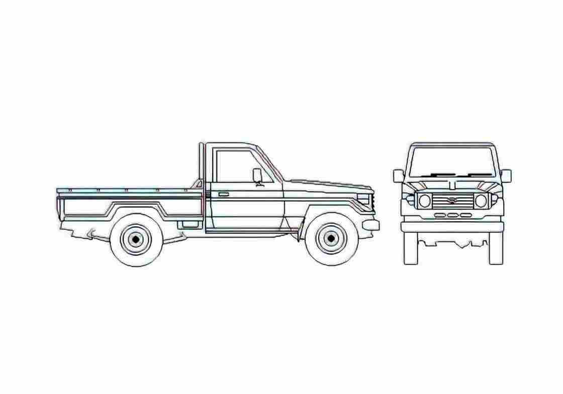 Blueprint Toyota Land Cruiser 70 Pick up 1986 A4 Photo Print