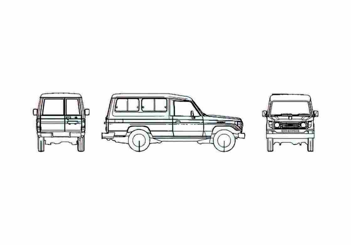 Blueprint Toyota Land Cruiser 70 Wagon 1986 A4 Photo Print
