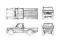 Blueprint Toyota Land Cruiser 75 Pick up 1996 A4 Photo Print