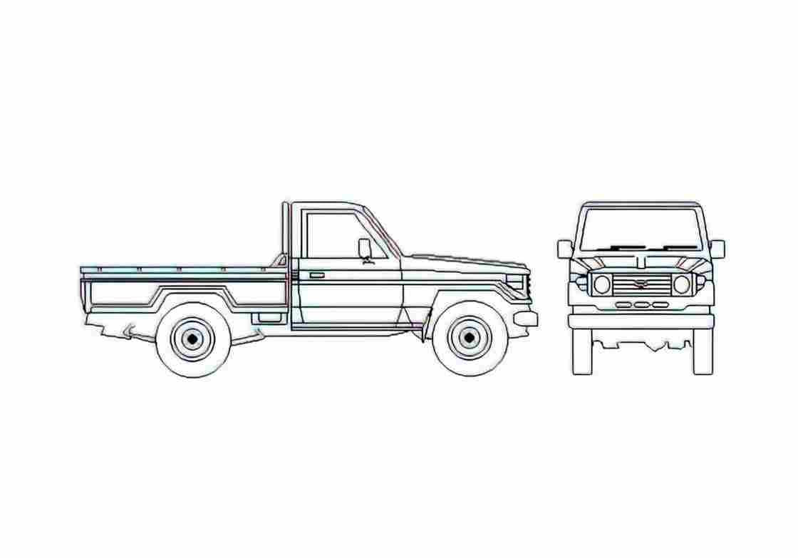 Blueprint Toyota Land Cruiser 78 Pick up 2004 A4 Photo Print