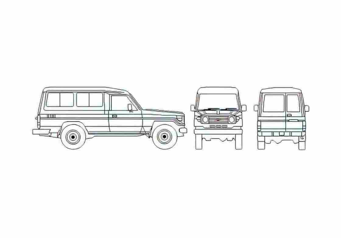 Blueprint Toyota Land Cruiser 79 SUV 2004 A4 Photo Print