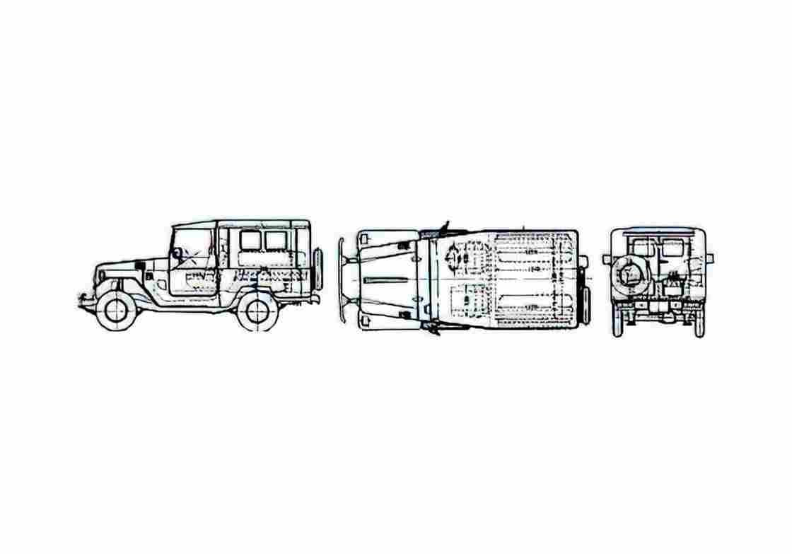 Blueprint Toyota Land Cruiser BJ41V KCY SUV 1979 A4 Photo Print