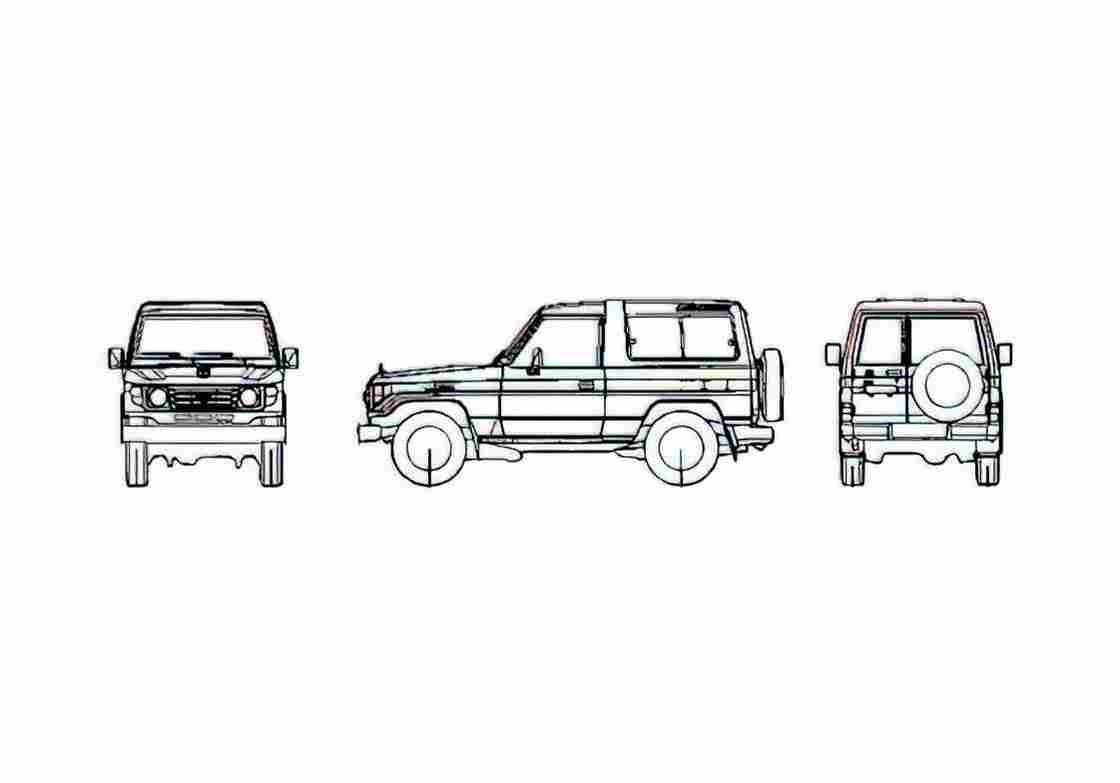 Blueprint Toyota Land Cruiser BJ73 SUV 1998 A4 Photo Print