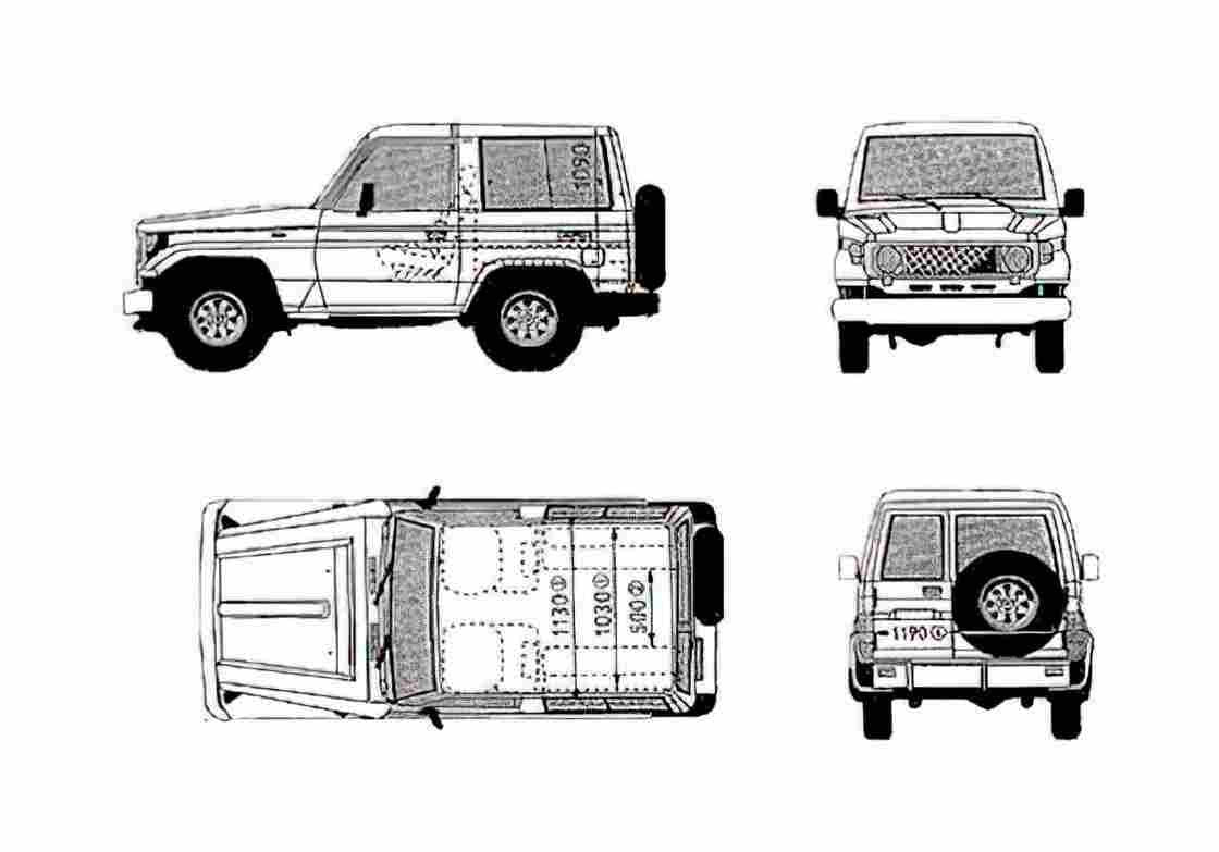 Blueprint Toyota Land Cruiser BJ74 SUV 1998 A4 Photo Print