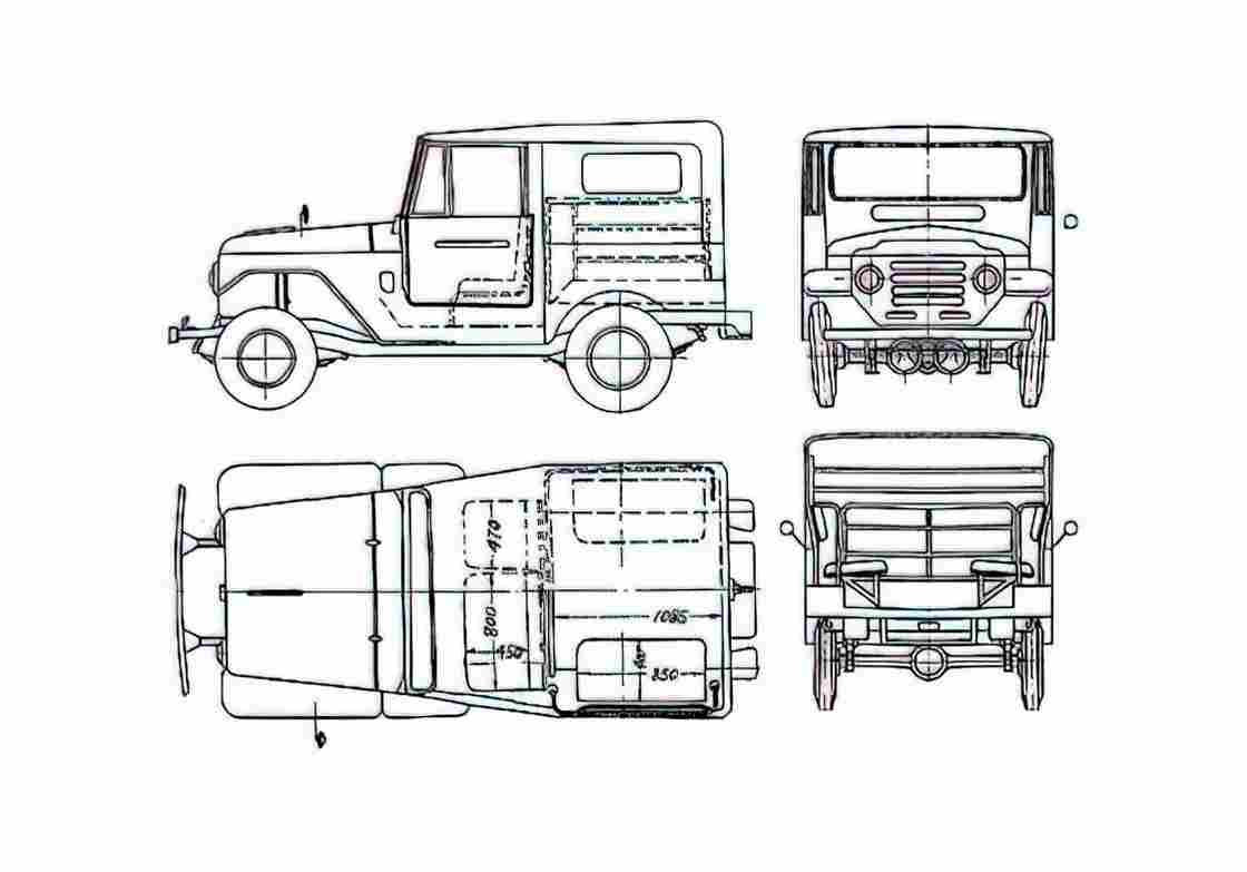 Blueprint Toyota Land Cruiser FJ21KB SUV 1958 A4 Photo Print