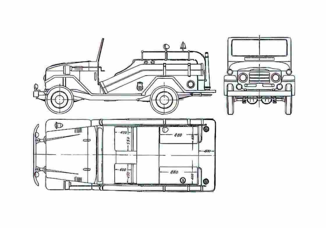 Blueprint Toyota Land Cruiser FJ24 SUV 1958 A4 Photo Print