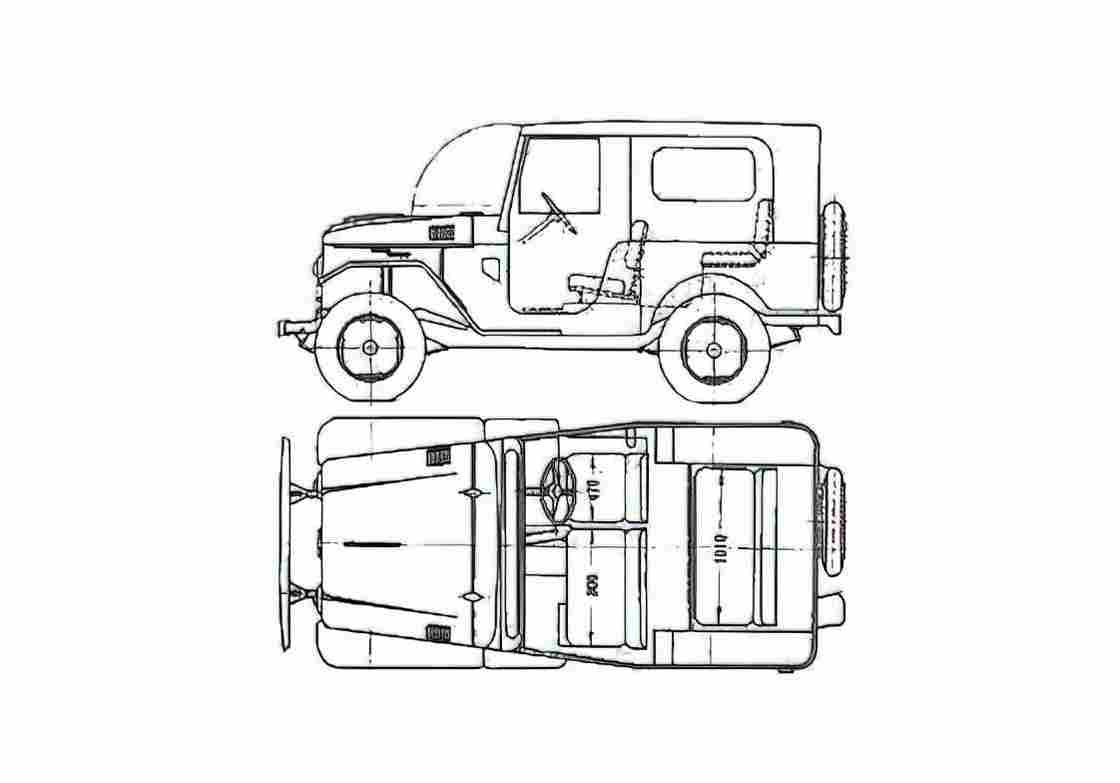 Blueprint Toyota Land Cruiser FJ25 Canvas Top SUV 1959 A4 Photo Print