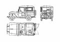 Blueprint Toyota Land Cruiser FJ25 Hardtop SUV 1959 A4 Photo Print