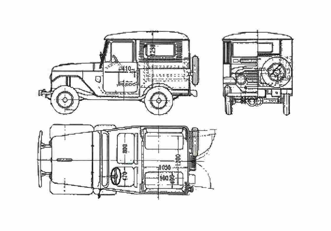 Blueprint Toyota Land Cruiser FJ25 Hardtop SUV 1959 A4 Photo Print