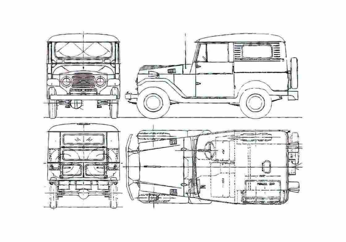 Blueprint Toyota Land Cruiser FJ25HT SUV 1959 A4 Photo Print