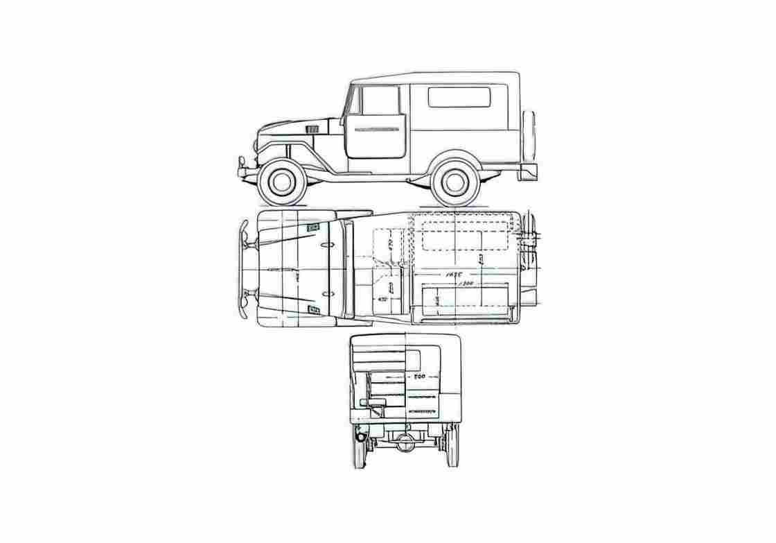 Blueprint Toyota Land Cruiser FJ28 SUV 1955 A4 Photo Print
