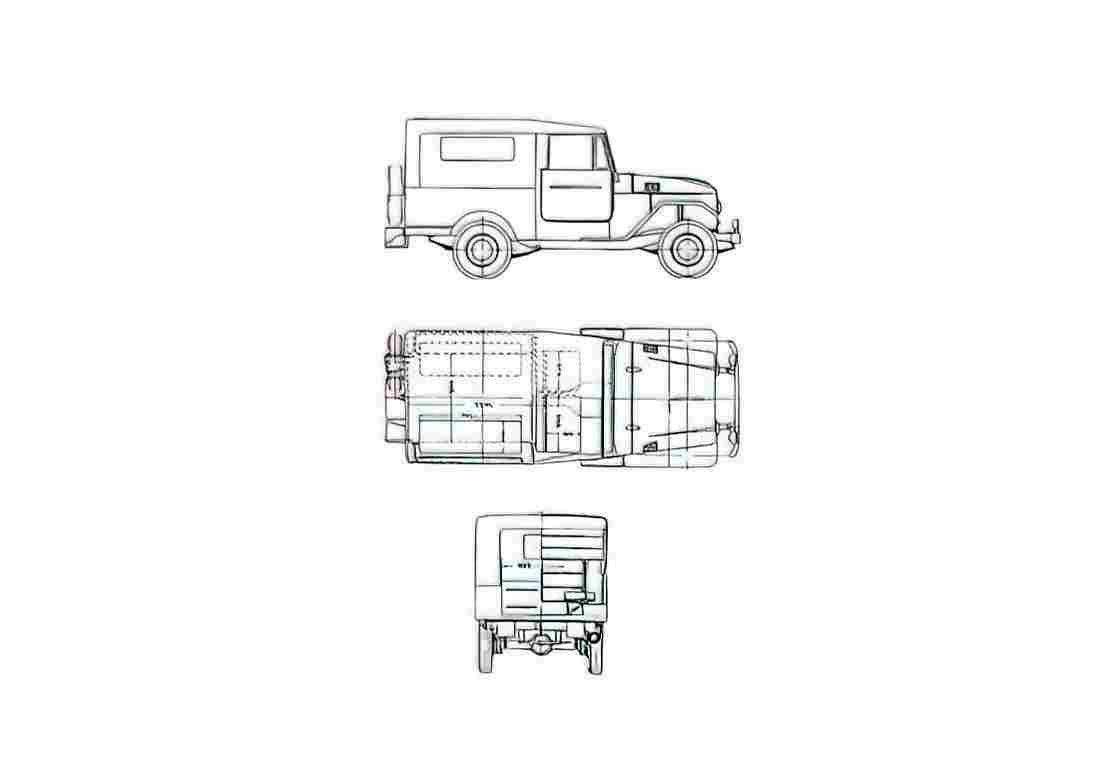 Blueprint Toyota Land Cruiser FJ28KB SUV 1955 A4 Photo Print
