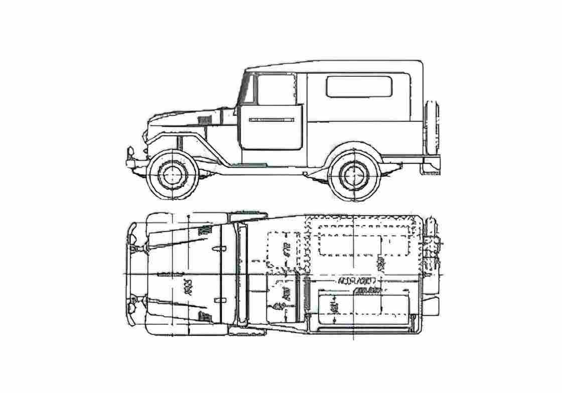 Blueprint Toyota Land Cruiser FJ28KB SUV 1959 A4 Photo Print