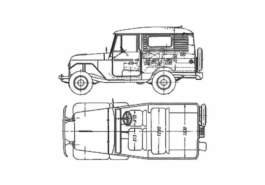 Blueprint Toyota Land Cruiser FJ28v SUV 1959 A4 Photo Print