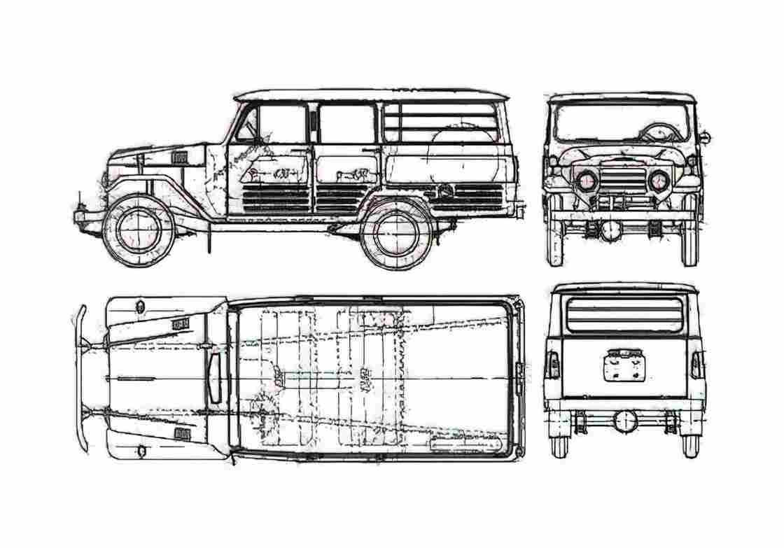 Blueprint Toyota Land Cruiser FJ35V SUV 1960 A4 Photo Print