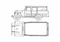 Blueprint Toyota Land Cruiser FJ55 SUV 1967 A4 Photo Print