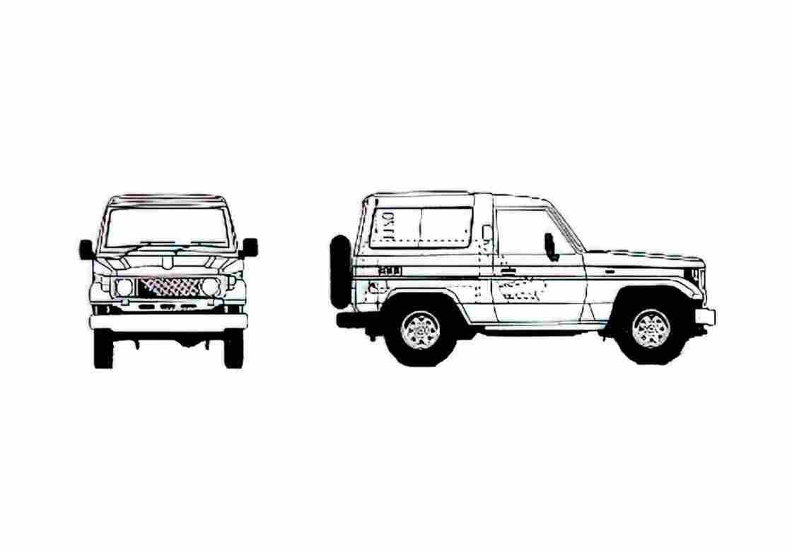 Blueprint Toyota Land Cruiser HJD74 SUV 1998 A4 Photo Print