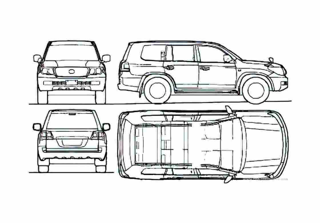 Blueprint Toyota Land Cruiser SUV 2010 A4 Photo Print